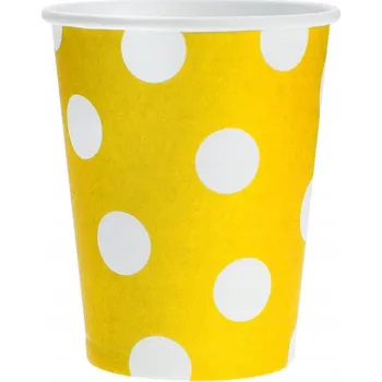 Party nádobí Papírové Kelímky Godan žluté puntíky 270ml