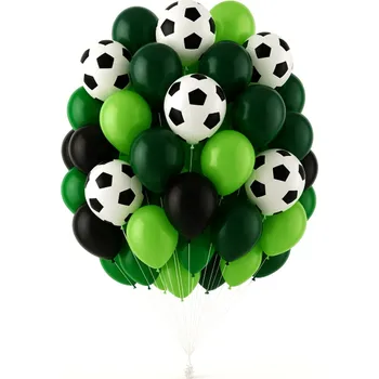 Balónek Sada latexových balónků Fotbalový míč černé zelené 35 ks balónky