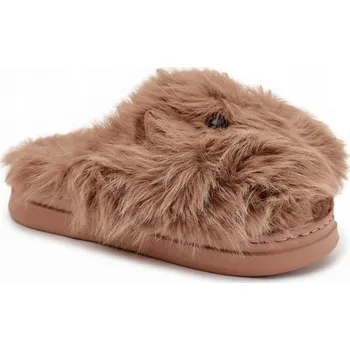Dámské pantofle Teplé Pantofle Bamboše s kapybarou, zateplené, dámské, pohodlné, khaki, velikost 40/41