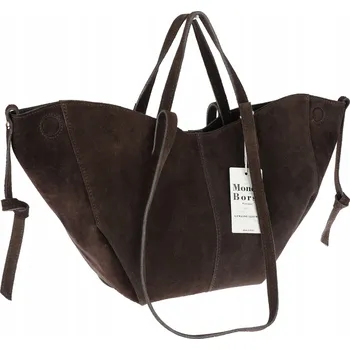 Kabelka Italská dámská kabelka Vera Pelle kožená semišová shopper MB09 čokoládová