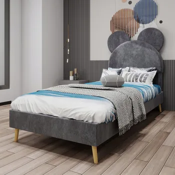 Postel Jednolůžková dřevěná postel Arhatreya 90x200 cm šedá