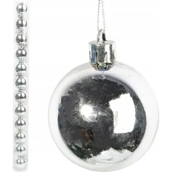 Vánoční dekorace Sada 12 stříbrných plastových baněk 6 cm NEROZBITNÉ VÁNOČNÍ OZDOBY