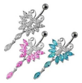 Piercing BP01274-P Piercing do pupíku - motýlek - růžová