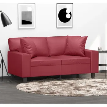 Pohovka zahrada-XL 2místná pohovka s polštáři vínová 120 cm umělá kůže 3200864