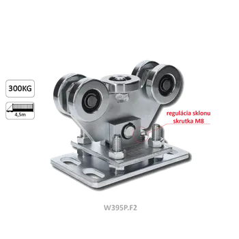 Pohon brány Vozík PICCOLO KLASIK pro C-profil 69x69mm samonosného systému posuvných vrat do 200kg, s nastavitelnou deskou a dorazovým šroubem sklonu vozíku