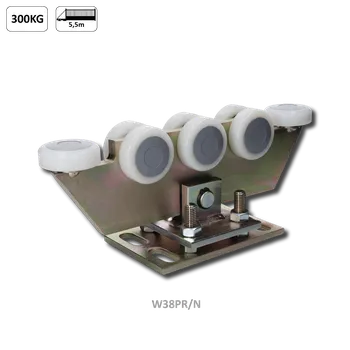 Pohon brány Vozík regulovatelný pro C-profil 70x70x4 mm, polyamidová kolečka 8 ks, žlutý zinek, pro bránu do 300 kg otvor do 5,5 m