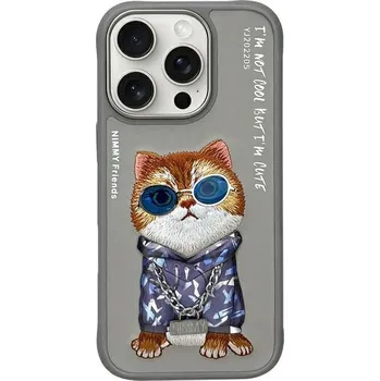 Náhradní kryt pro mobilní telefon Kryt Nimmy Case Glasses Cool Cat iPhone 16 Pro Max Gray