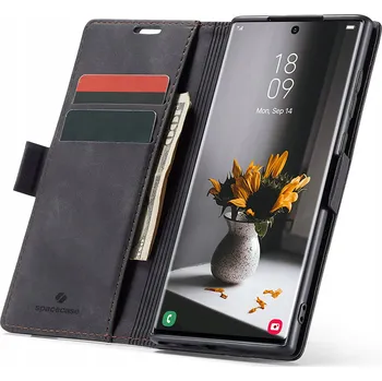 Pouzdro na mobilní telefon Flipové pouzdro Spacecase pro Samsung Galaxy S22 Ultra, černé