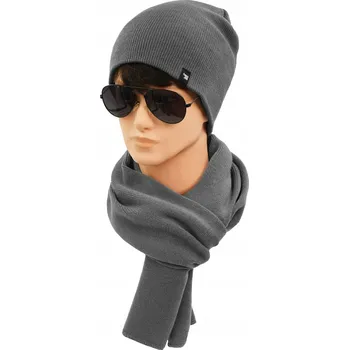 Čepice ČEPICE beanie a ŠÁLA pletená souprava dvouvrstvá ŠEDÁ Pako Jeans