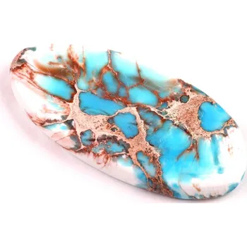 Materiál na výrobu šperku Kabošon Syntetický Tyrkys č.5281 (49x23x6mm)