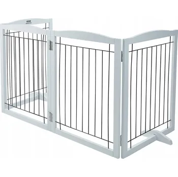 ohrádka pro psa Volně stojící branka pro psy 86x244 cm, volně stojící branka pro domácí mazlíčky, skládací, bílá