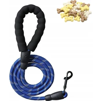 Vodítko pro psa VODÍTKO PRO PSA S REFLEXNÍM PROUŽKEM MODRÉ 360 STUPŇŮ PĚNOVÁ RUKOJEŤ 3m