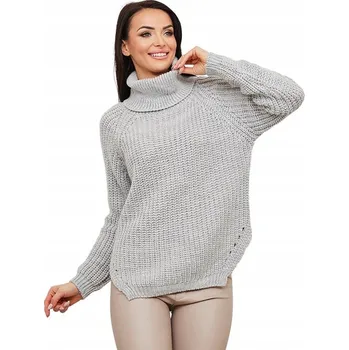 Dámský svetr Royalfashion dámský svetr šedý klasický ke bokům univerzální velikost