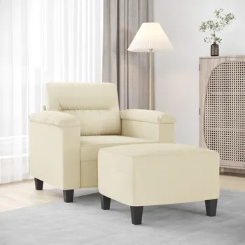 Pohovka zahrada-XL Křeslo s podnožkou krémové 60 cm umělá kůže 3201238