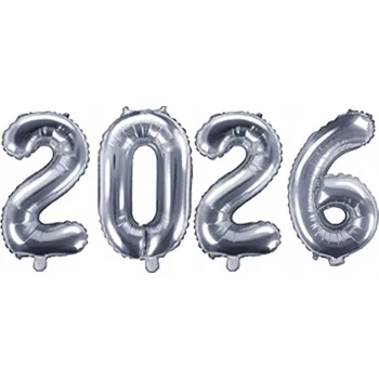 Balónek Sada balónků 2026 stříbrná 35 cm Silvestr