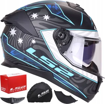 Helma na motorku LS2 MOTOCYKLOVÁ PŘILBA INTEGRÁLNÍ FF808 STREAM II GALDAM MATNÁ ČERNÁ MODRÁ 2XL