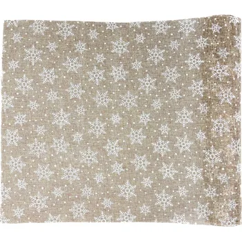 ubrus Dekorativní běhoun na stůl jutový Sněhové Vločky