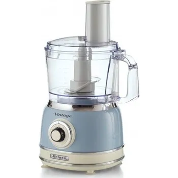 Domácí spotřebič Kuchyňský robot Ariete 1781/05 Da Cucina Vintage modrý, příkon 1000 W, nádoba 1,2 l, 3 disky, univerzální nůž, hnětací hák, emulgační nástavec