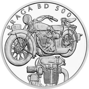 2025 - Stříbrná mince Motocykl Praga BD 500 - Na kolech