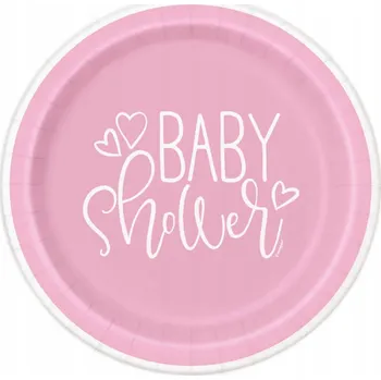 Party nádobí Talířky na Baby Shower růžové 23 cm 8 ks