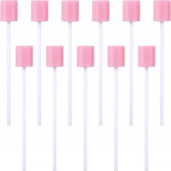 Dentální hygiena 100 ks jednorázových houbových tamponů na péči o ústní dutinu, čištění zubů, ústní tampony (růžové)
