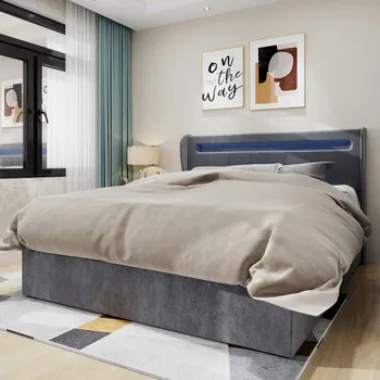 Postel Jednolůžková dřevěná postel Arhatreya 160x200 cm šedá