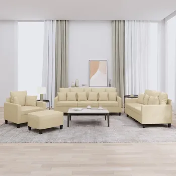 Pohovka zahrada-XL 4dílná sedací souprava s polštáři krémová textil 3201642