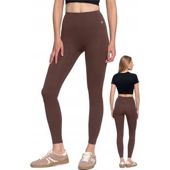 Dámské legíny Dámské sportovní legíny s vysokým pasem mokka elastické S