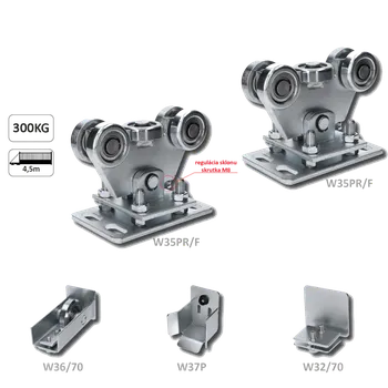 Set pro samonosný systém 70 x 70 x 4 mm, 2x regulovatelný vozíky, 1x doraz, 1x náběhové kolečko, 1x záslepka