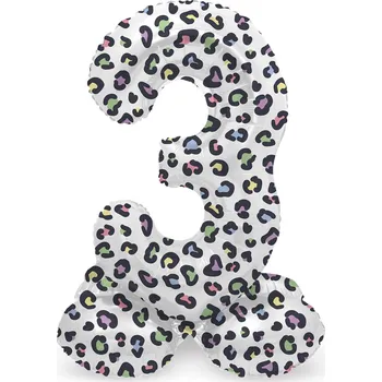 Balónek Fóliový balónek „Číslice 3 stojící – Panterka“,:', 28", DGT