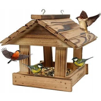 Krmítko pro ptáka Masivní Dřevěné Krmítko pro Ptáky - Opálené