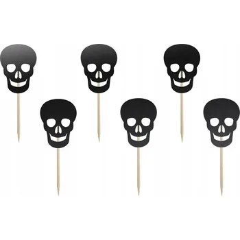 Party dekorace Zapichovací Dekorace na muffiny Lebky na Halloween, 6 ks