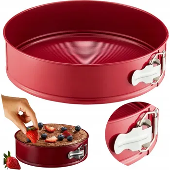 Forma na pečení FORMA NA DORT AMBITION 24 CM KULATÁ S OBRUČÍ, VYSOKÁ VÁNOČNÍ PLOCHA, ČERVENÁ