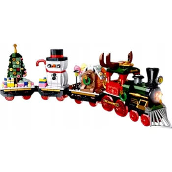 ostatní stavebnice VÁNOČNÍ VLAK STAVEBNICE 868 DÍLŮ LOKOMOTIVA + 3 VAGÓNY SADA PRO DĚTI OD 6 LET