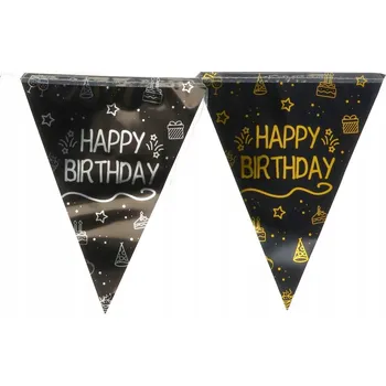 Banner vlajka Happy Birthday černý 400 cm Narozeniny