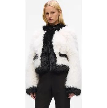 Dámský kabát Karl Lagerfeld FAUX FUR JACKET WHITE/BLACK M
