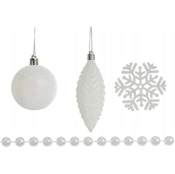 Vánoční dekorace Bílé ozdoby na vánoční stromeček, 25 ks