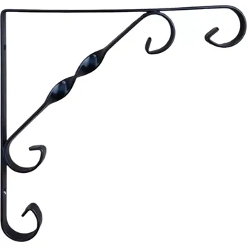 Držák na polici Policová podpěra (konzola) kovaný vzhled, 200×200 mm, šíře 20 mm, ocel, černá, Max. nosnost 30 kg