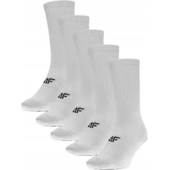 Dámské ponožky 4F Vysoké dámské ponožky bílé bavlněné 5 párů Ponožky VEL. 35-38
