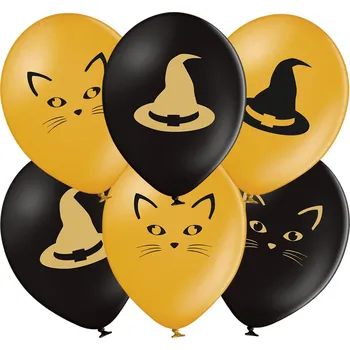 Balónek Balónky s potiskem na Halloween Čarodějnice Kočka 50s