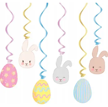 Obraz ŚWIEDERKI VELIKONOČNÍ Velikonoce A KRÁLÍCI 6 KS DEKORACE SVÁTEČNÍ PÁRTY OZDOBA