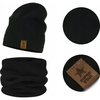 Čepice ČEPICE NÁKRČNÍK , DVOUVRSTVÁ PŘECHODNÁ SADA, BAVLNA ČERNÉ PRUHY 54-58