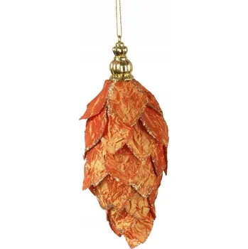 Vánoční ozdoba Ozdoba rampouch oranžová se třpytkami 14 cm VÁNOČNÍ KOULE NA OZDOBENÍ STROMEČKU