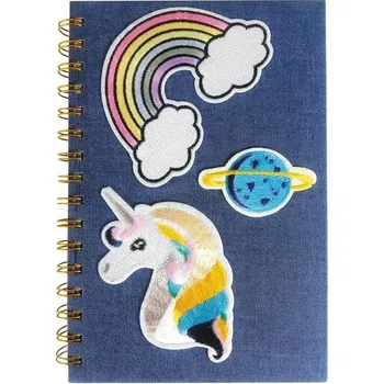 Zápisník Blok A5/100 listů, tvrdé desky, motiv Jednorožec, džínový vzhled STARPAK 453590