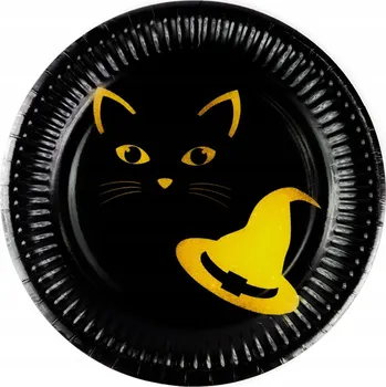 Talíř Papírové talířky Halloween 18 cm čarodějnice kočka pro děti 6 Ks Congee