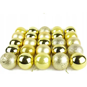 Vánoční dekorace Nerozbitné ZLATÉ Vánoční Baňky 6 cm. 25 Ks v tubě.