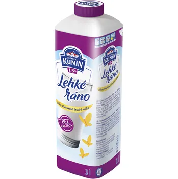 CZ distribuce MLÉKÁRNA KUNÍN Mléko Lehké ráno bez laktózy 1,5 % tuku 1 l