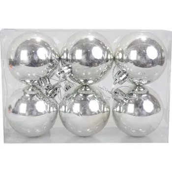 Vánoční dekorace KOMPLET 6 KOULÍ ČERVENÉ VÁNOČNÍ BAŇKY LESKLÉ