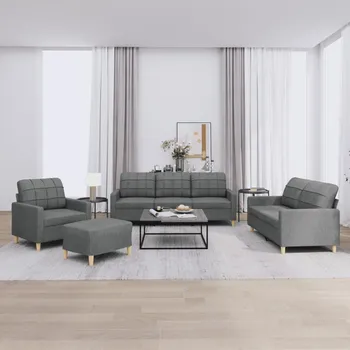 Pohovka zahrada-XL 4dílná sedací souprava s poduškami tmavě šedá textil 3201251