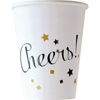Party nádobí Papírové Kelímky CHEERS bílé 8 ks 250 ml